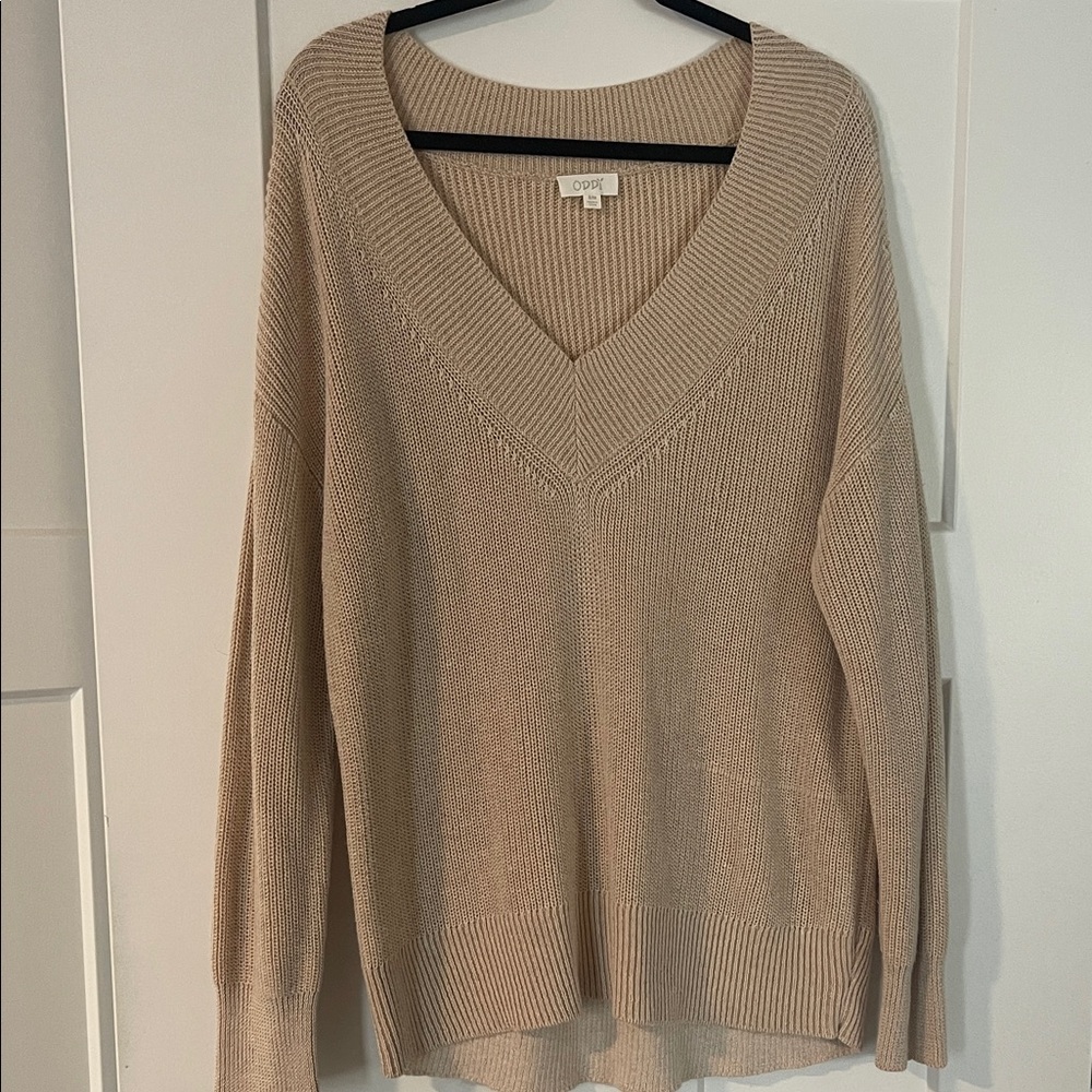 Beige V-Neck Sweater